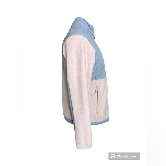 The North Face Sherpa full zip jacket, pink/gray SZ Small, 3 zip pockets - Picture 2 of 12